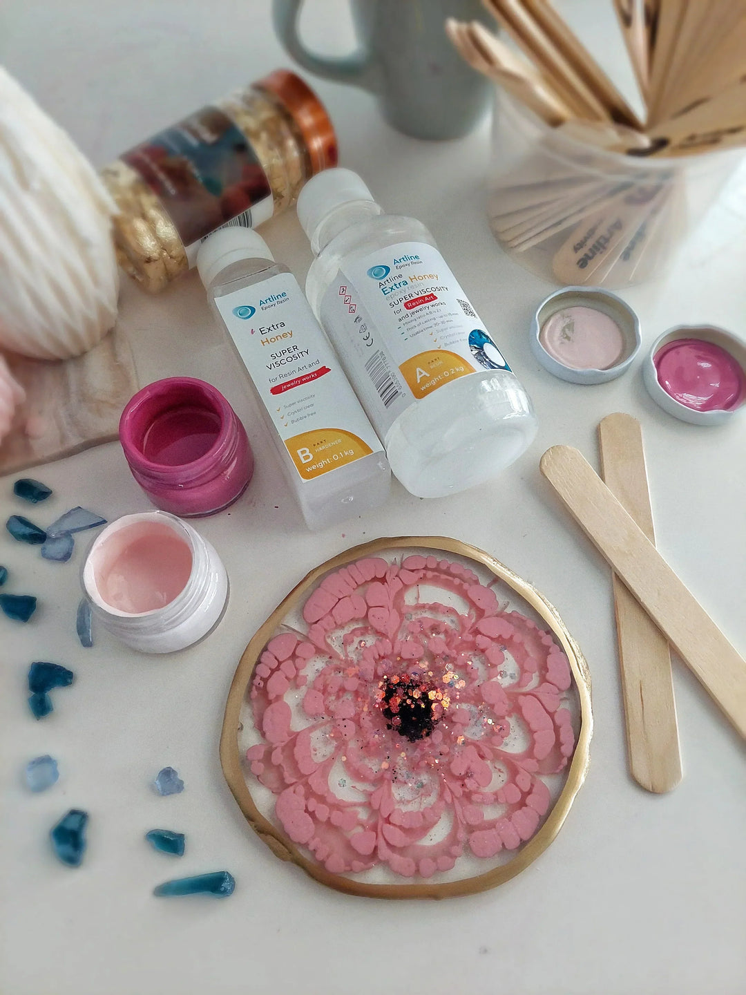 epoxy resin pink coaster