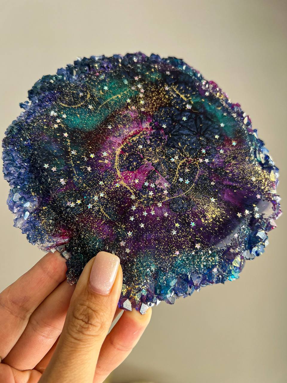 glitter in resin coaster