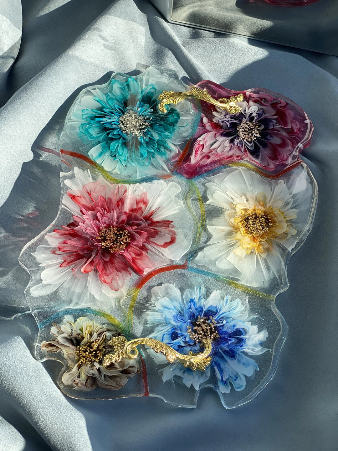 alcohol ink in rainbow resin art