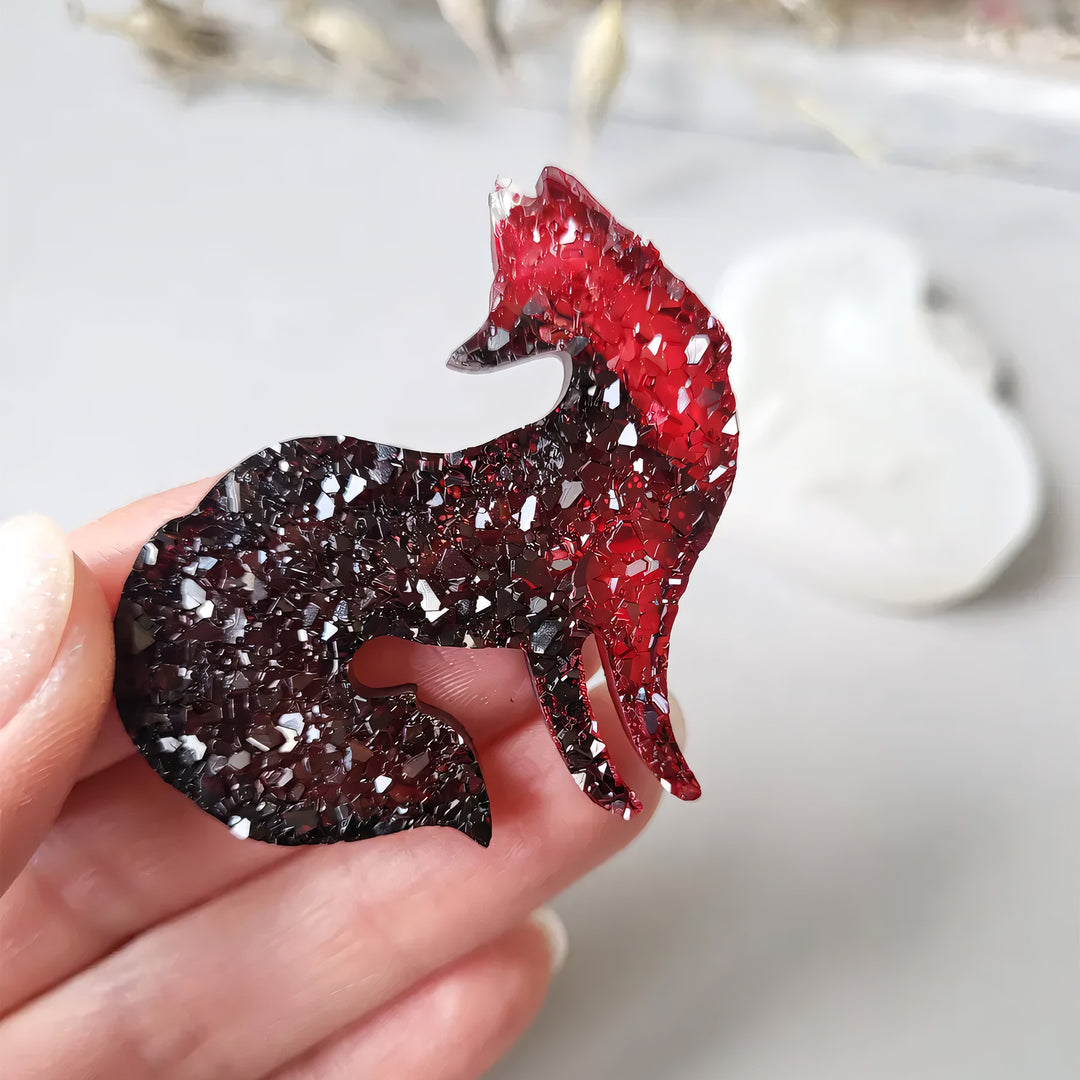 Crystal Fox Brooch Silicone Mold, 4.5x5x0.5 cm