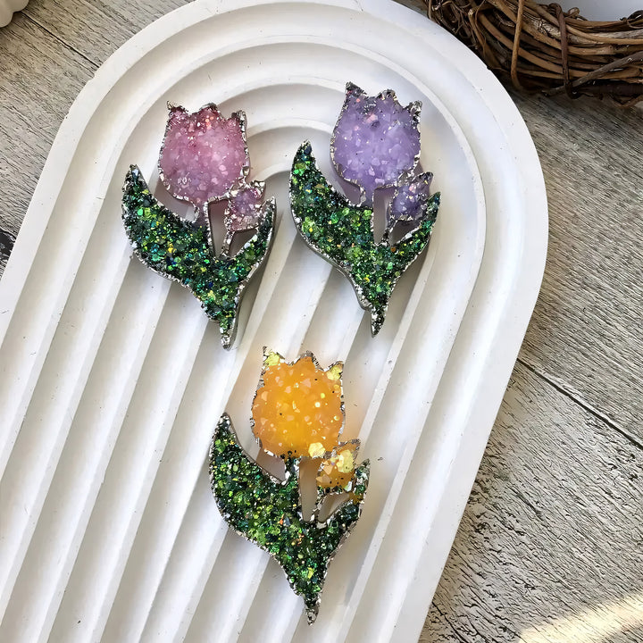 Crystal Tulip Brooch Silicone Mold, 5.3x3.3x0.5 cm
