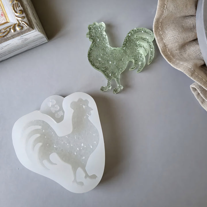 Crystal Rooster Brooch Silicone Mold, 5.5x5x0.5 cm