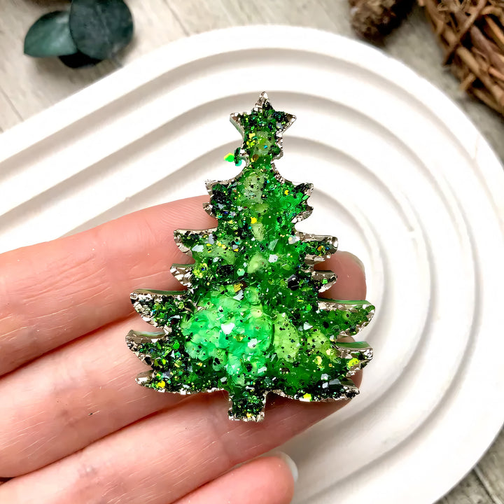 Crystal Christmas Tree Brooch Silicone Mold, 5.3x4x0.5 cm