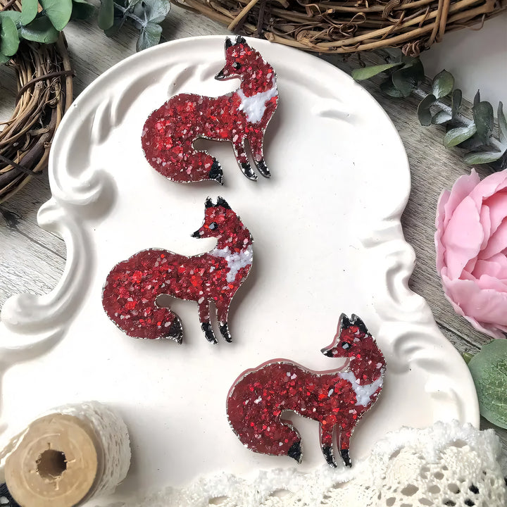 Crystal Fox Brooch Silicone Mold, 4.5x5x0.5 cm