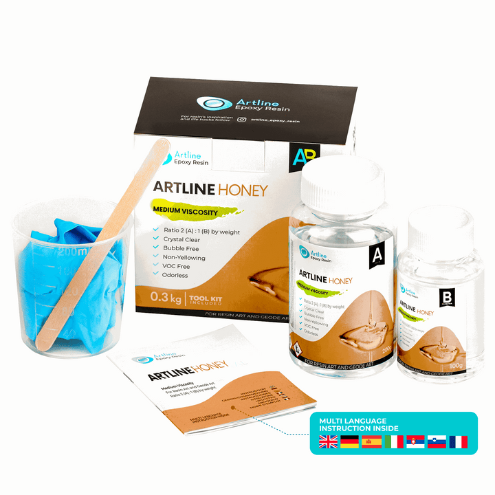 Artline Honey Epoxy Resin high viscosity two-part kit for crafts and jewelry