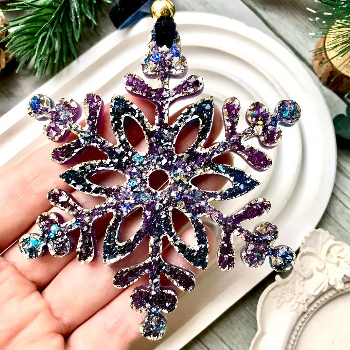 Crystal Snowflake Ornament 5 Silicone Mold, 9x9x0.5 cm