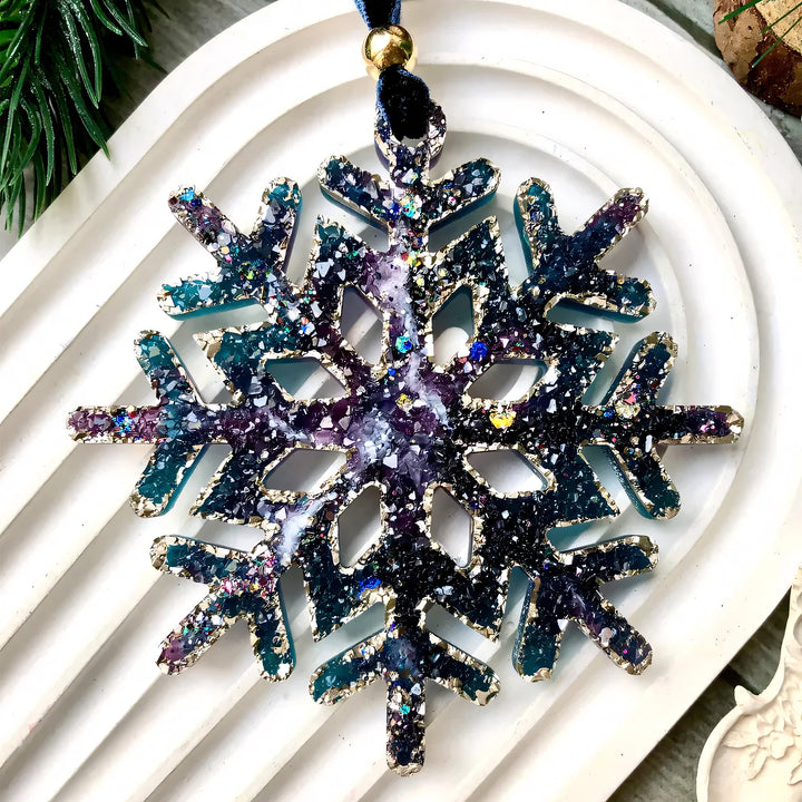 Crystal Snowflake Ornament 3 Silicone Mold, 9x9x0.5 cm