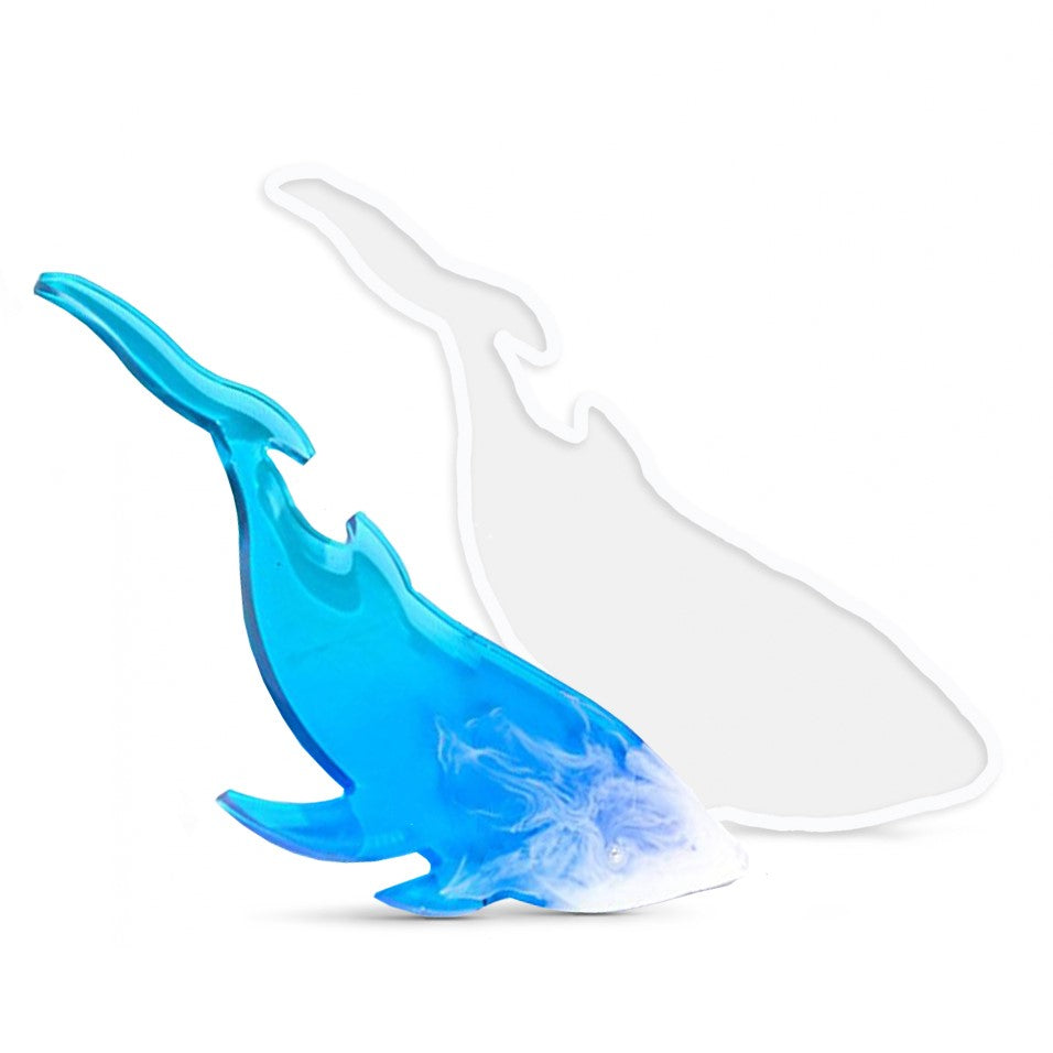 Molde de silicona para fundición de resina, forma de ballena, 22x8.7 cm, translúcido.