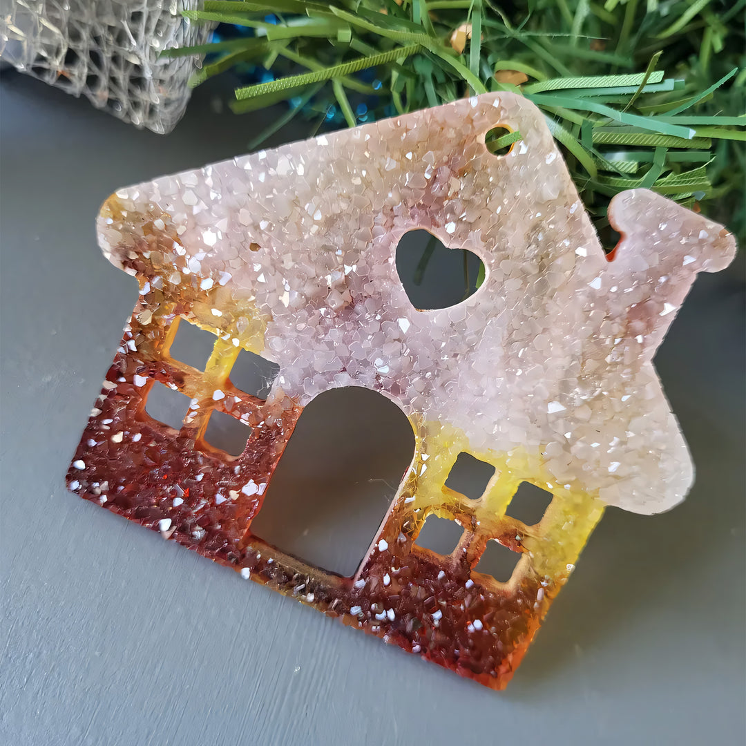 Crystal Christmas House Ornament Silicone Mold, 7x8x0.5 cm