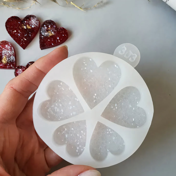 Crystal Heart Ornament Silicone Mold, Set of 3