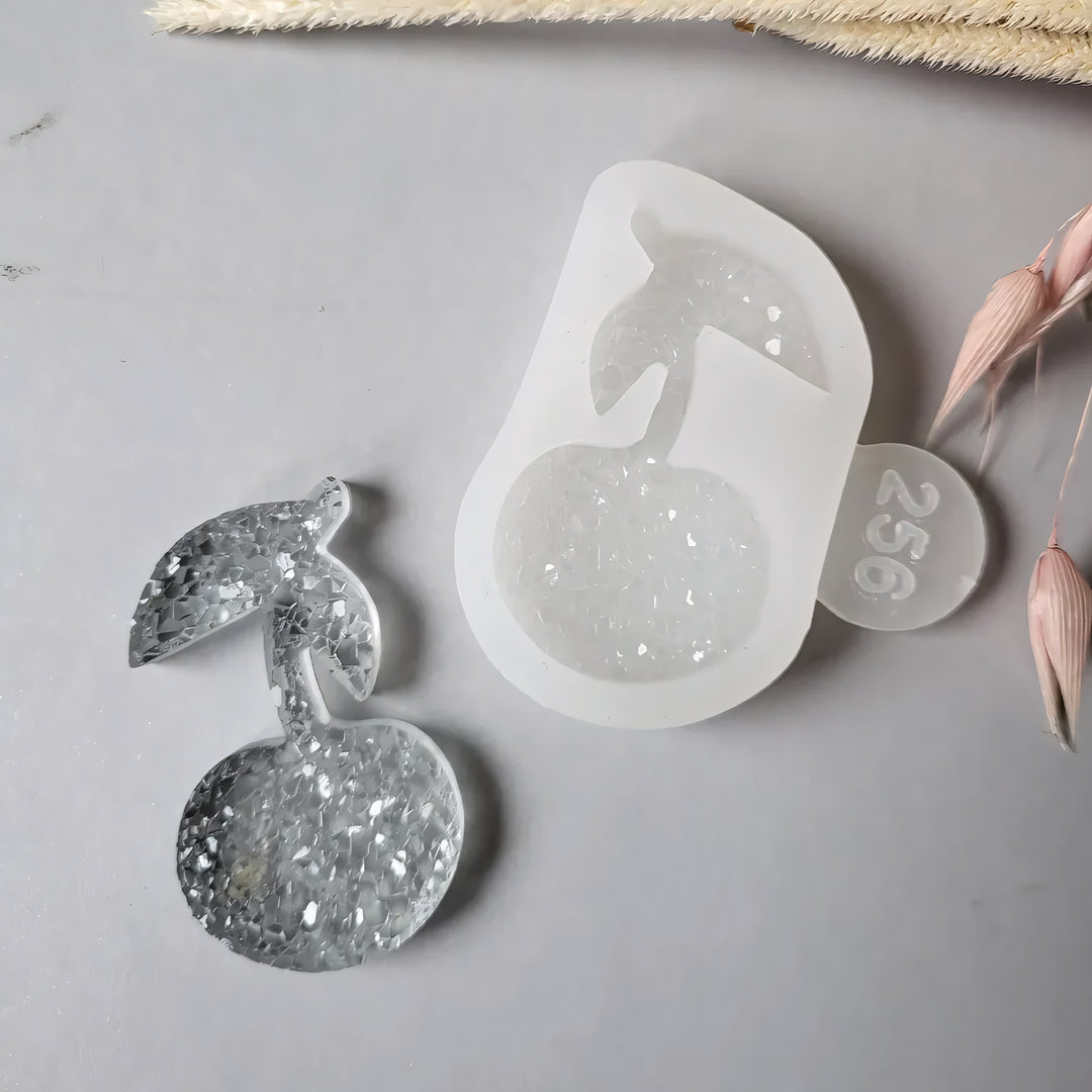 Crystal Cherry Brooch Silicone Mold, 5x3x0.5 cm