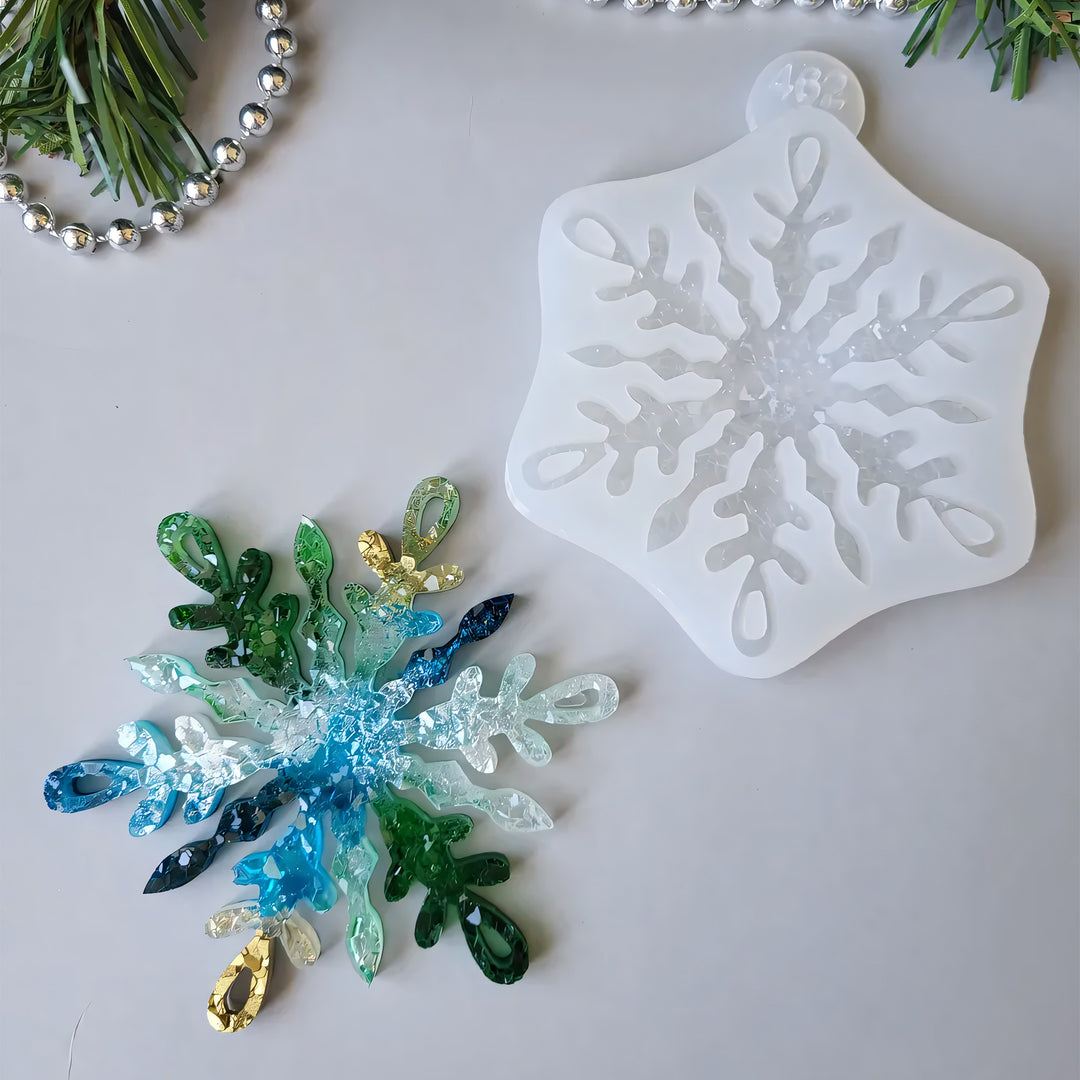 Crystal Snowflake Ornament 6 Silicone Mold, 9x9x0.5 cm