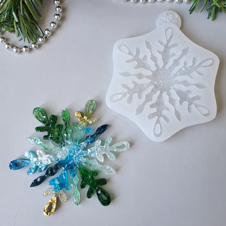 Crystal Snowflake Ornament 6 Silicone Mold, 9x9x0.5 cm