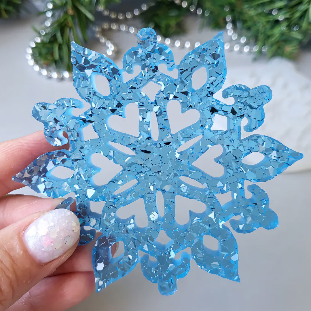 Crystal Snowflake Ornament 7 Silicone Mold, 9x8.3x0.5 cm