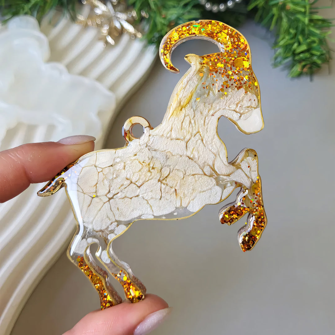 Glossy Goat Ornament (2027 Symbol) Silicone Mold, 8x8x0.6 cm