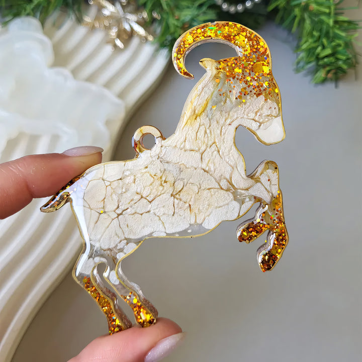 Glossy Goat Ornament (2027 Symbol) Silicone Mold, 8x8x0.6 cm