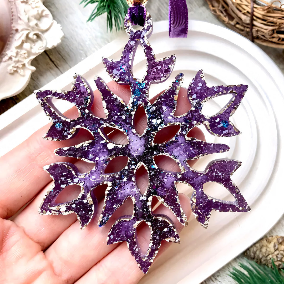 Crystal Snowflake Ornament 4 Silicone Mold, 9x7.5x0.5 cm