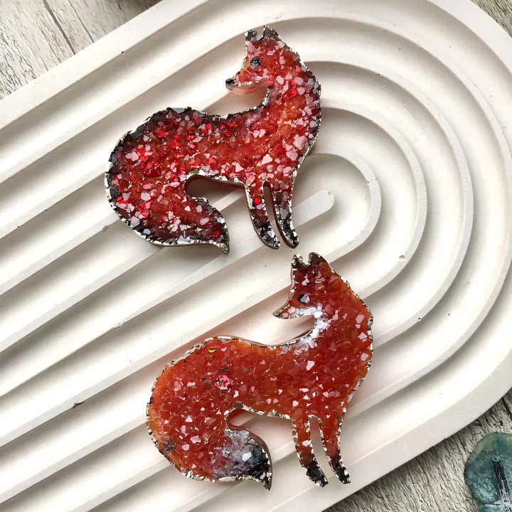 Crystal Fox Brooch Silicone Mold, 4.5x5x0.5 cm