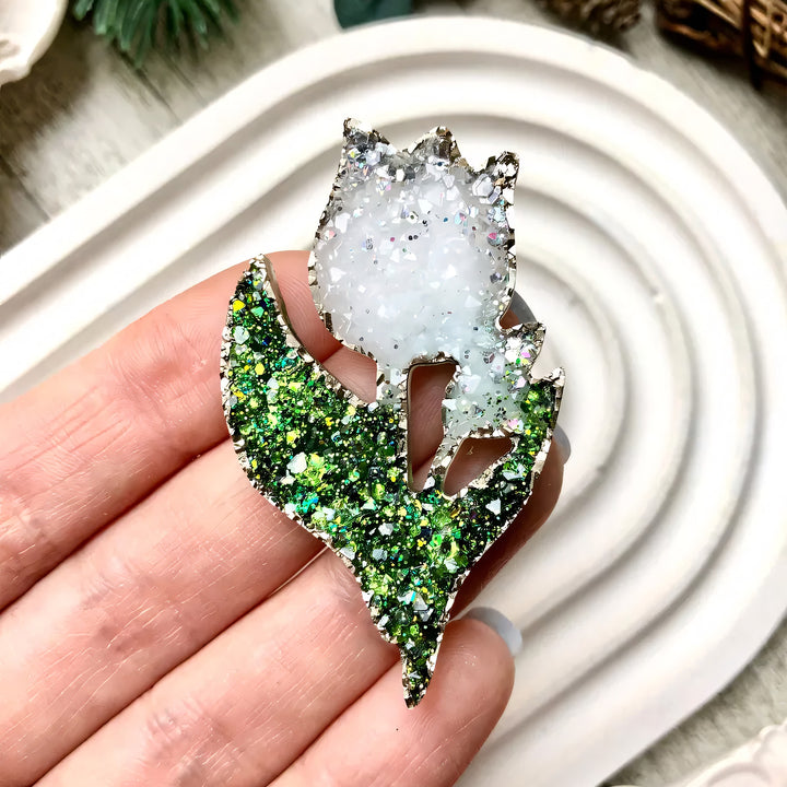Crystal Tulip Brooch Silicone Mold, 5.3x3.3x0.5 cm