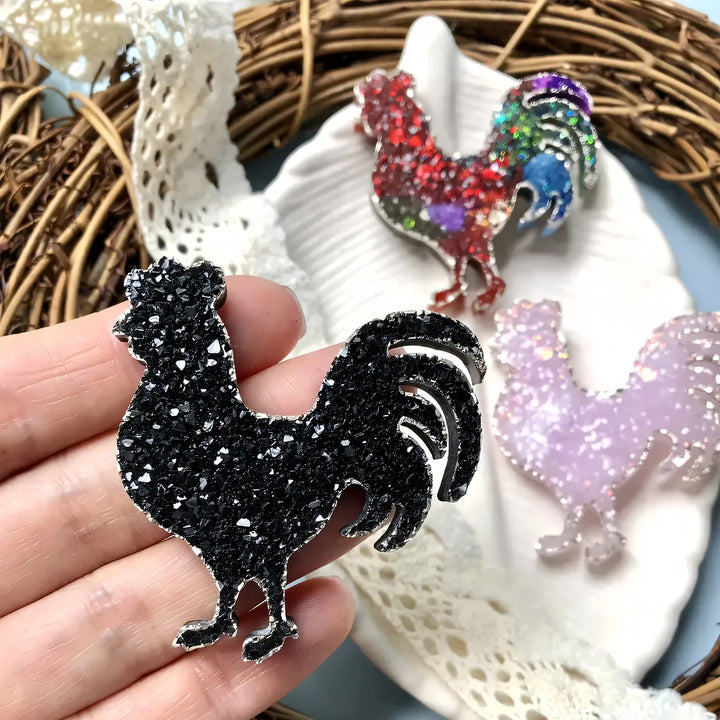 Crystal Rooster Brooch Silicone Mold, 5.5x5x0.5 cm