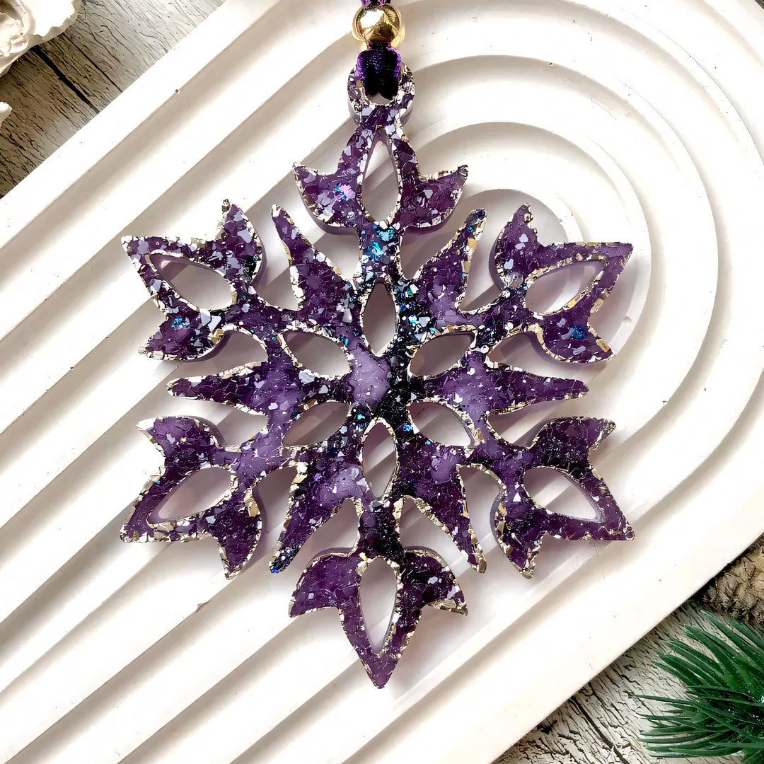 Crystal Snowflake Ornament 4 Silicone Mold, 9x7.5x0.5 cm