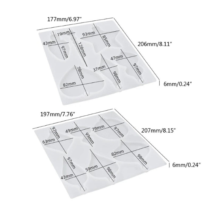 Silicone mold for Christmas tree ornaments, 20.6x17 cm, translucent, ideal for crafting unique festive decorations.