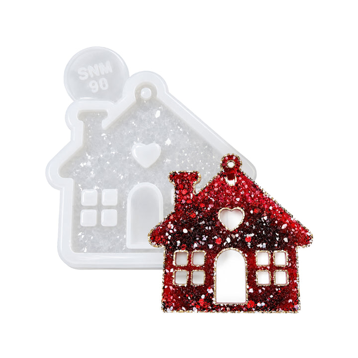 Crystal Christmas House Ornament Silicone Mold, 7x8x0.5 cm