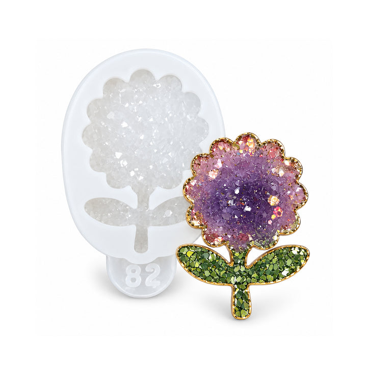 Artline premium flower brooch silicone mold with crystal finish, main product view, 5x3.5x0.5 cm