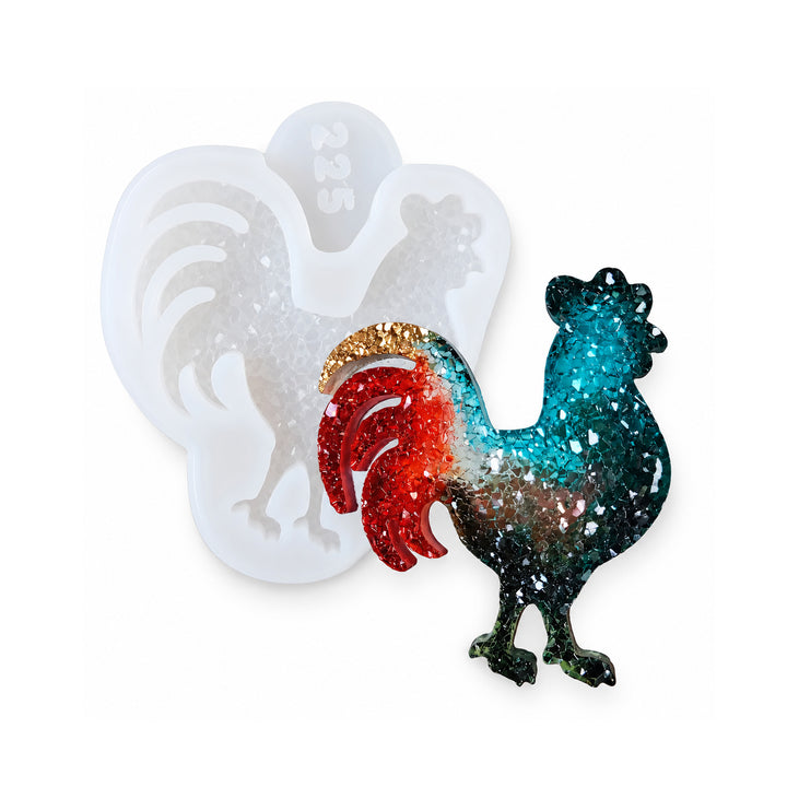 Artline premium rooster brooch silicone mold with crystal finish, main product view, 5.5x5x0.5 cm