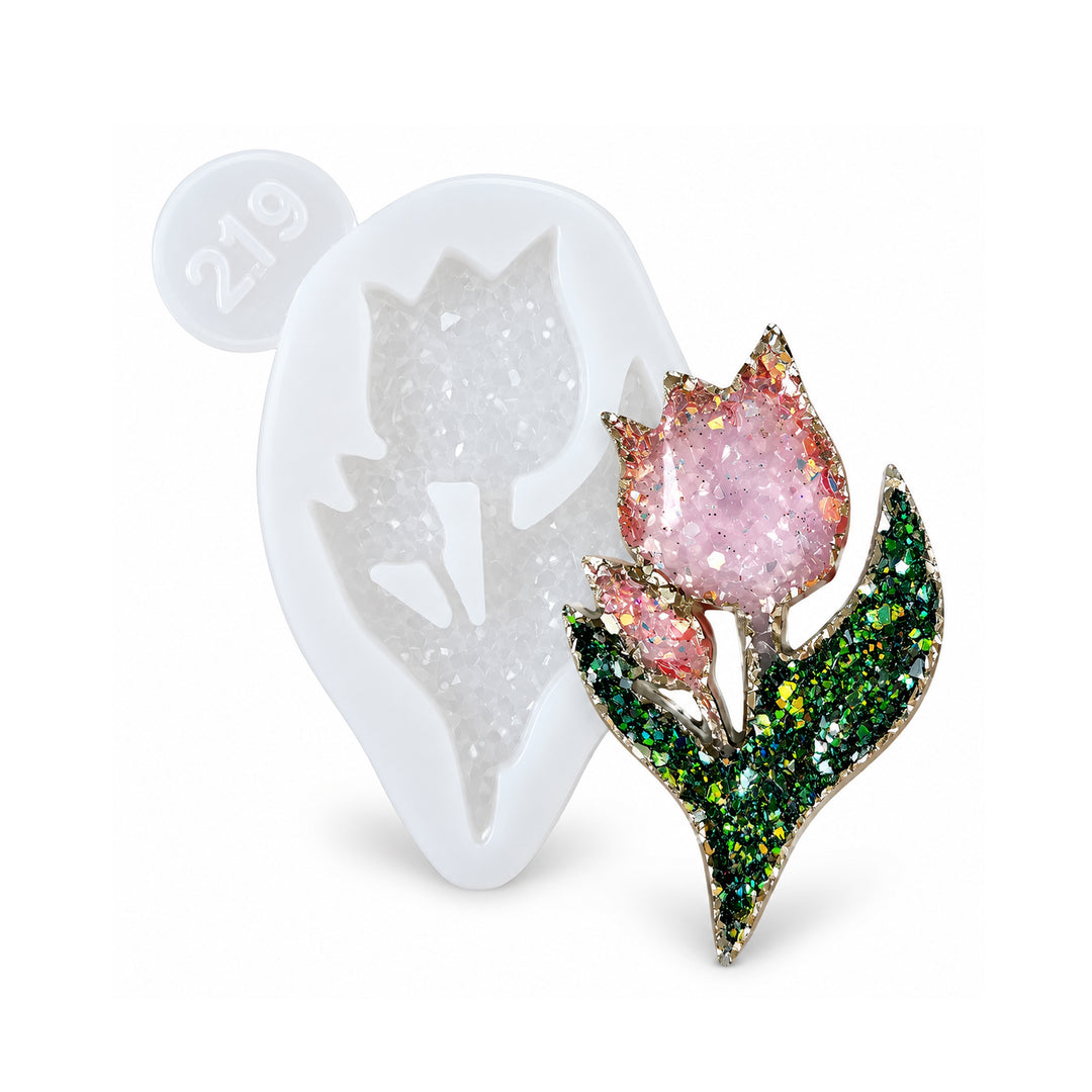 Artline premium tulip brooch silicone mold with crystal finish, main product view, 5.3x3.3x0.5 cm