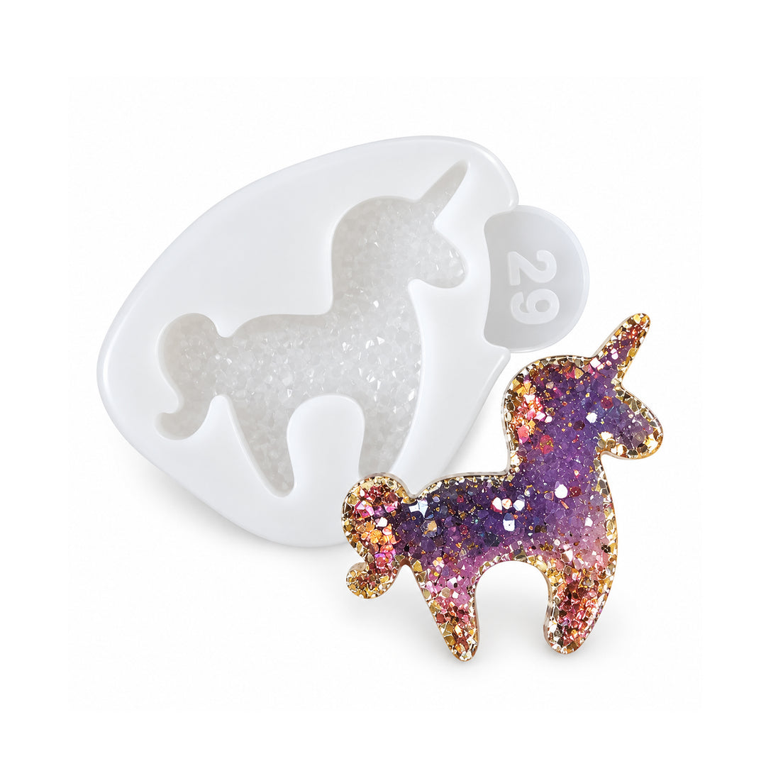 Molde de silicona Premium para broche de unicornio, cristalino, 4x5x0.5 cm