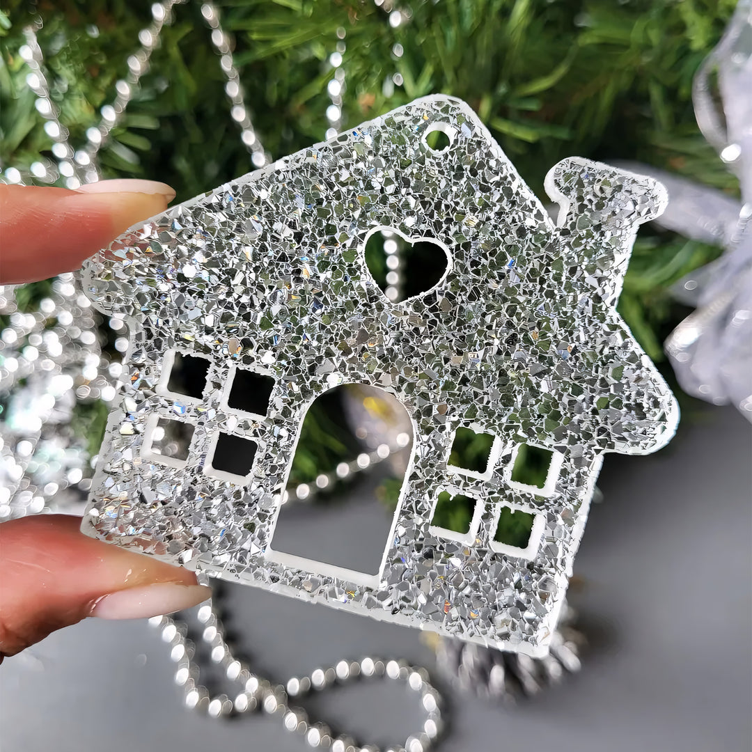 Crystal Christmas House Ornament Silicone Mold, 7x8x0.5 cm