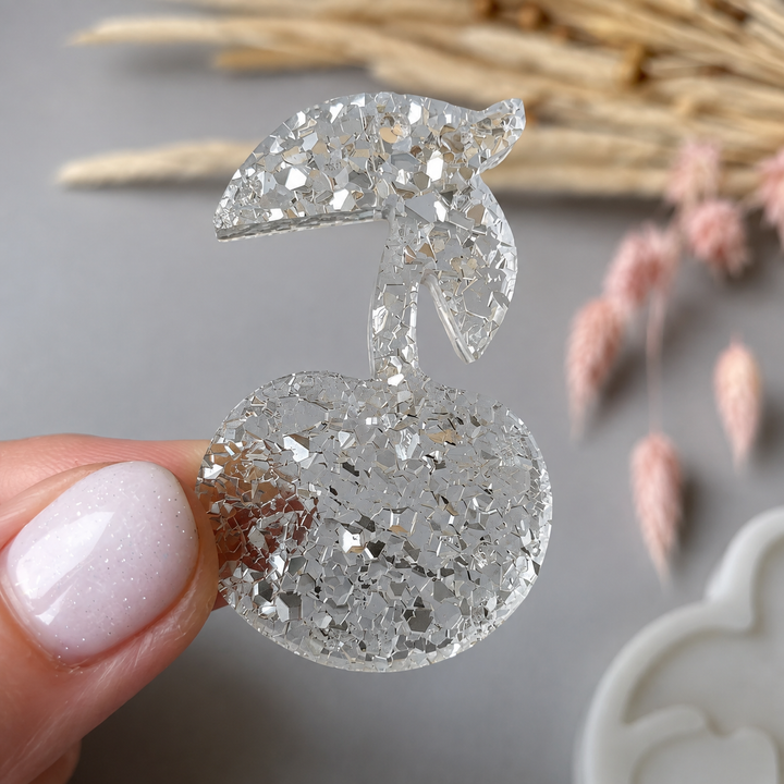 Crystal Cherry Brooch Silicone Mold, 5x3x0.5 cm