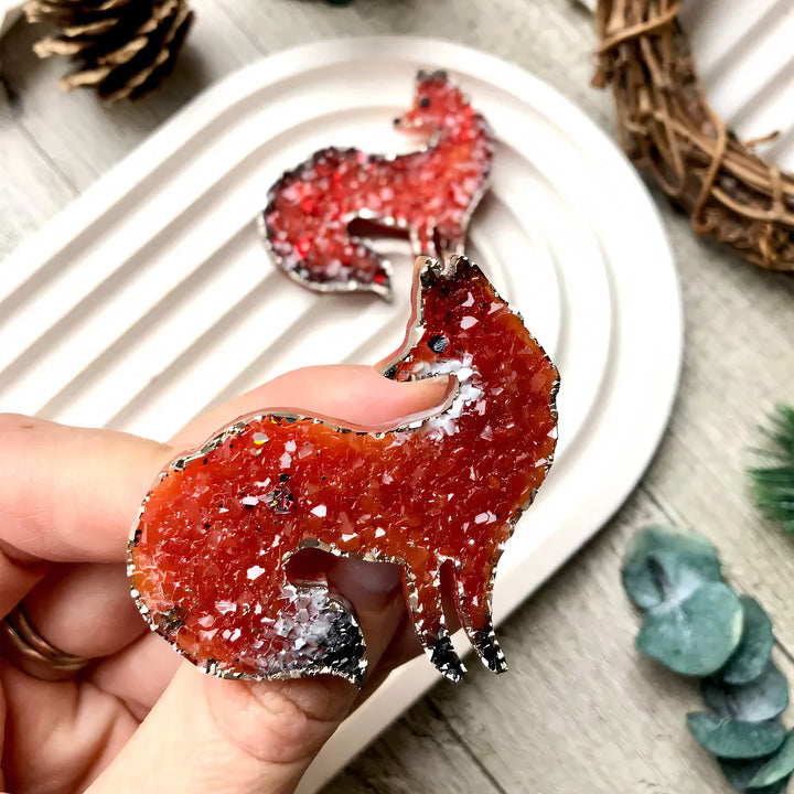 Crystal Fox Brooch Silicone Mold, 4.5x5x0.5 cm