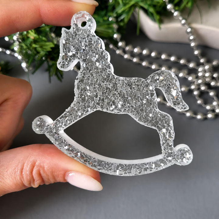 Crystal Rocking Horse Ornament Silicone Mold, 7x7x0.5 cm
