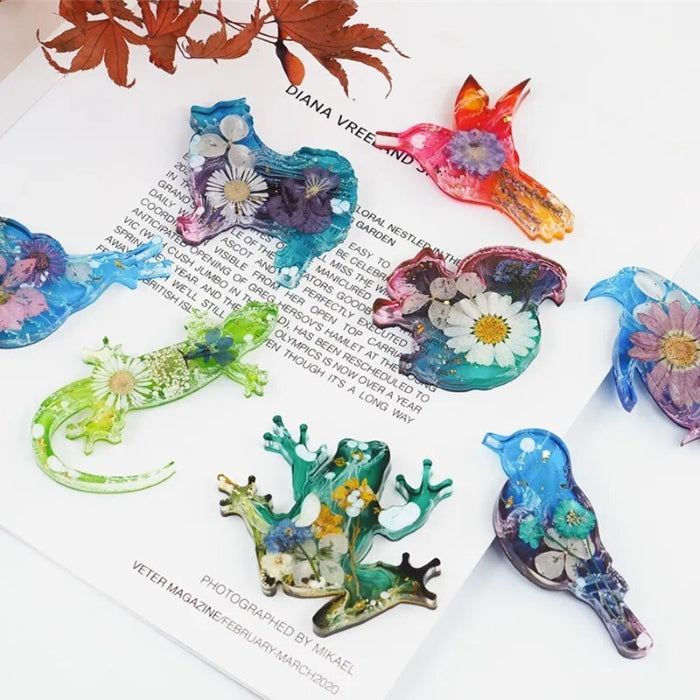 Stampo in silicone per lavori in resina con design di animali della terra, traslucido, 23,1x14x0,8 cm.