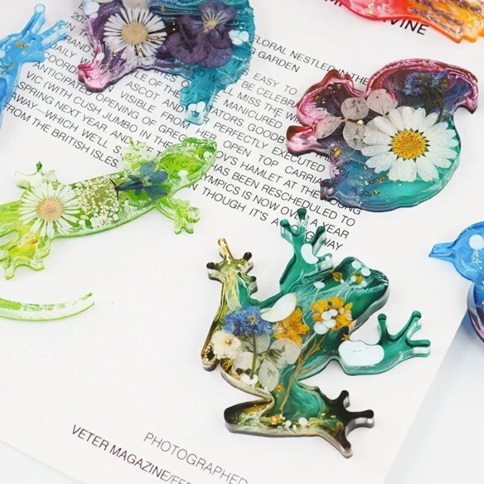 Stampo in silicone per animali della terra, adatto per lavori in resina epossidica, con forme di animali e design floreali, 23,1x14x0,8 cm.