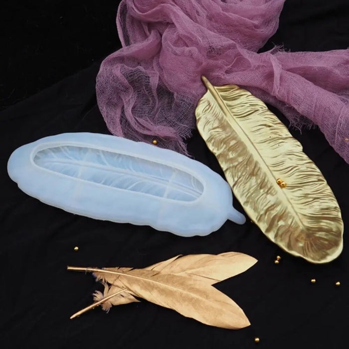 Moule en silicone plume 24x8,8 cm translucide de haute qualité pour la création en résine.