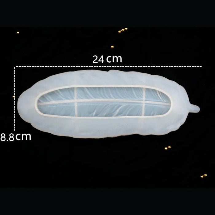 Moule en silicone translucide en forme de plume, 24x8,8 cm, pour le bricolage et la décoration.