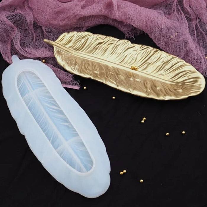 Moule en silicone en forme de plume, 24x8,8 cm, translucide et flexible, facile à démouler.