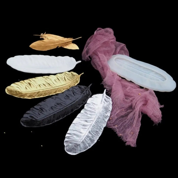 Moule en silicone en forme de plume, translucide, 24x8,8 cm, idéal pour les bricolages et le coulage de résine.