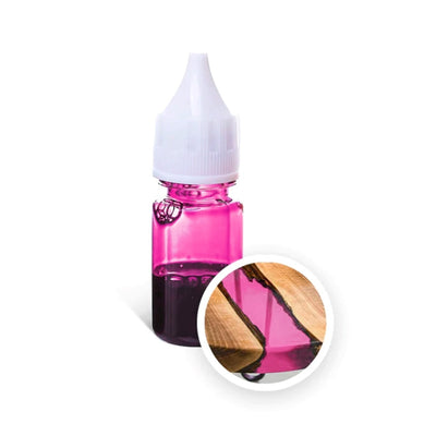 Fuschia liquid colorant in 10 g dropper bottle for resin art.