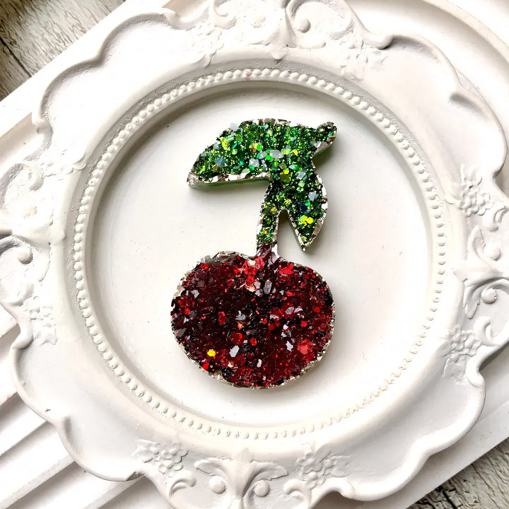 Crystal Cherry Brooch Silicone Mold, 5x3x0.5 cm
