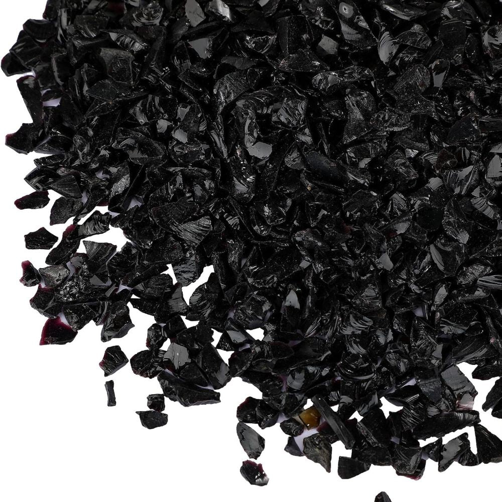 Black glass chips for craft, 50g, 3-7mm crushed glass pieces for resin and mosaic art