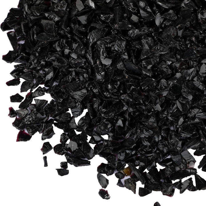 Black glass chips for craft, 50g, 3-7mm crushed glass pieces for resin and mosaic art