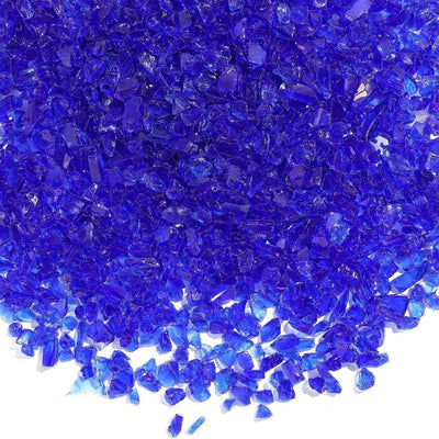Blue glass chips for crafting, 50g, 3-7mm size, ideal for resin projects and DIY crafts.
