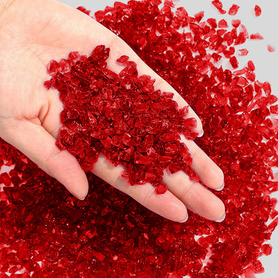 Glass chips for craft, 50g, 3-7mm, Red