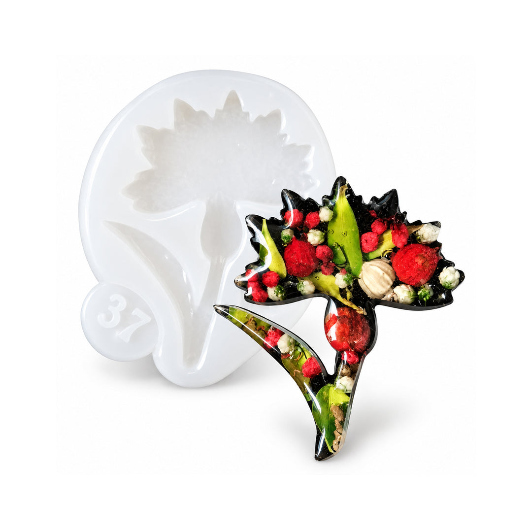 Artline premium cornflower brooch silicone mold with glossy finish, main product view, 5.3x4.3x0.7 cm
