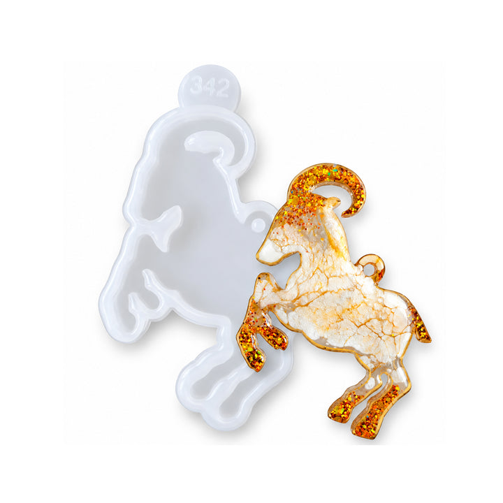 Glossy Goat Ornament (2027 Symbol) Silicone Mold, 8x8x0.6 cm