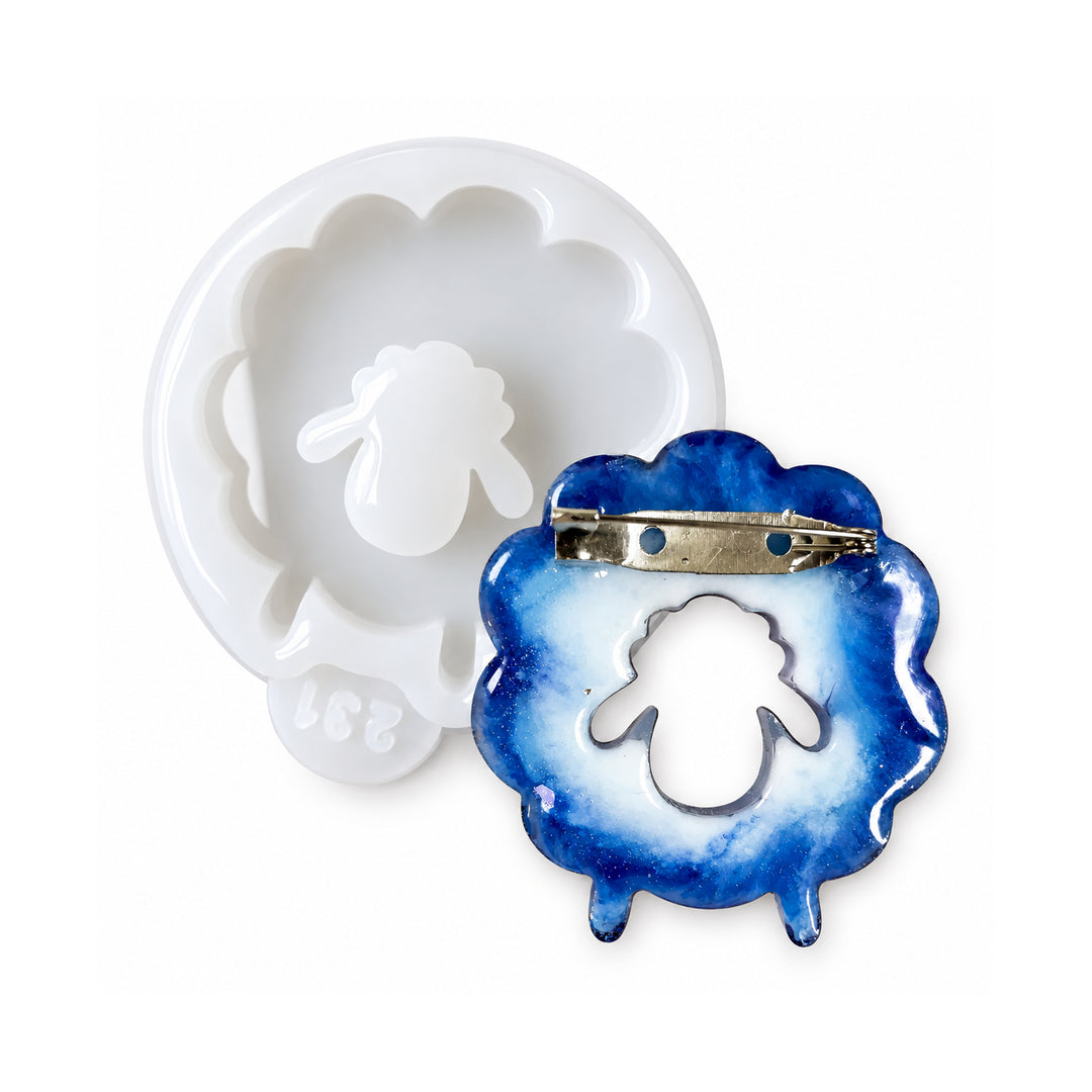 Artline premium sheep brooch silicone mold with glossy finish, main product view, 5x4.8x0.7 cm